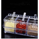 Porta Condimentos Organizador De Tempero Em Acrílico Com Suporte e Colher Inclusos - Entrega Grátis