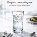 Conjunto de 6 Copos de Vidro Texas Transparente, 320 ml Quadrado Suco Agua Refrigerante Mesa Posta, Jogo de Copos