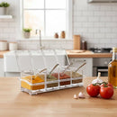 Porta Condimentos Organizador De Tempero Em Acrílico Com Suporte e Colher Inclusos - Entrega Grátis