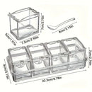 Porta Condimentos Organizador De Tempero Em Acrílico Com Suporte e Colher Inclusos - Entrega Grátis