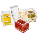 Porta Condimentos Organizador De Tempero Em Acrílico Com Suporte e Colher Inclusos - Entrega Grátis